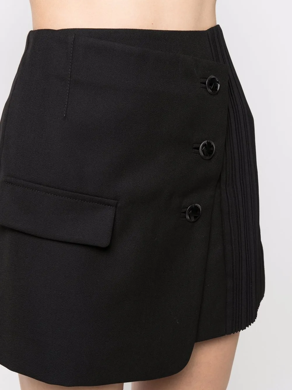Krizia Asymmetric Button-up Mini Skirt In Black