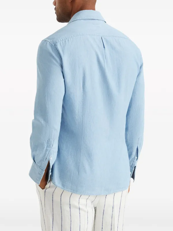 Brunello Cucinelli Plain button-down Shirt | Blue | FARFETCH JO