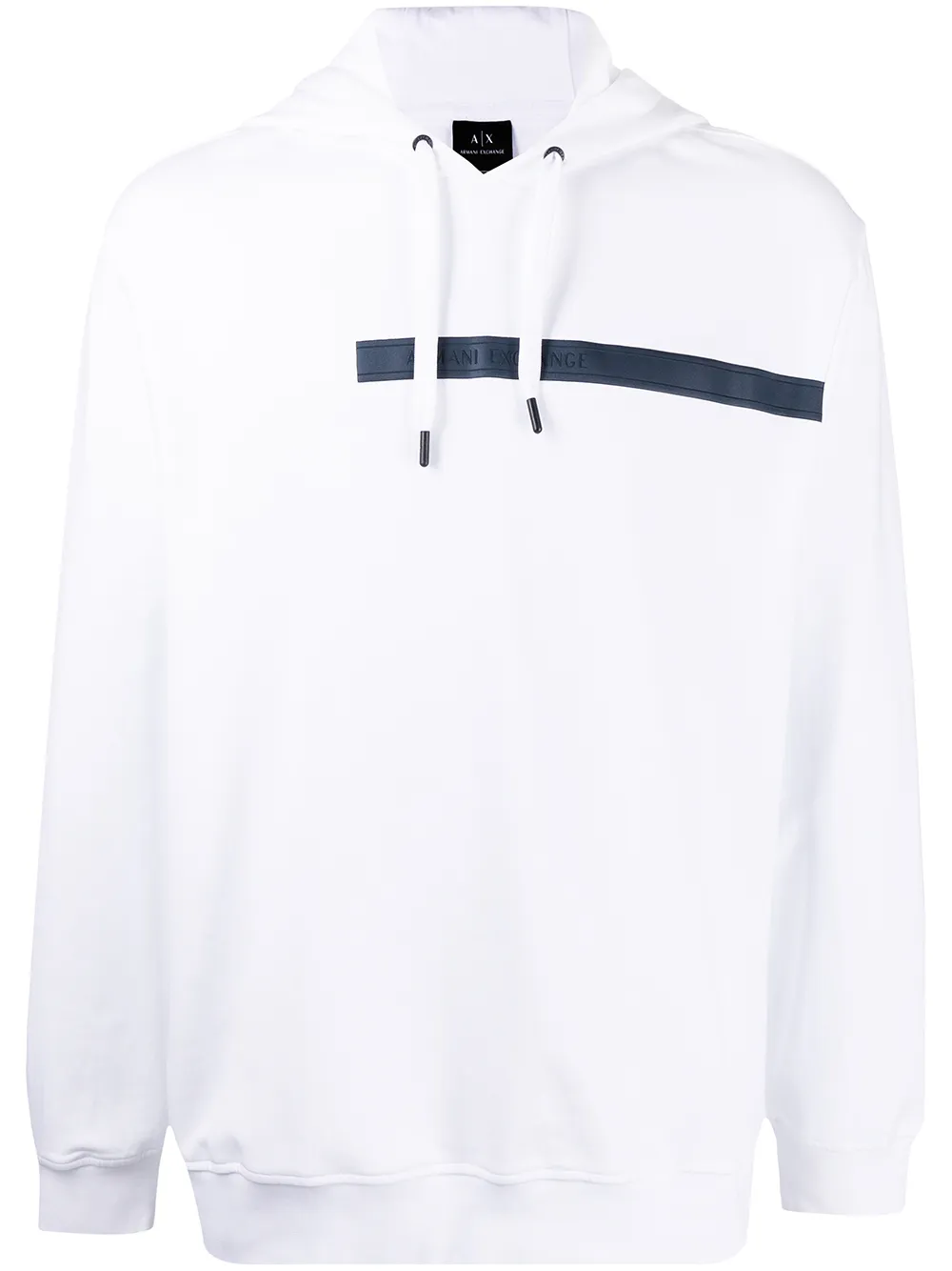 

Armani Exchange logo-stripe cotton-blend hoodie - White