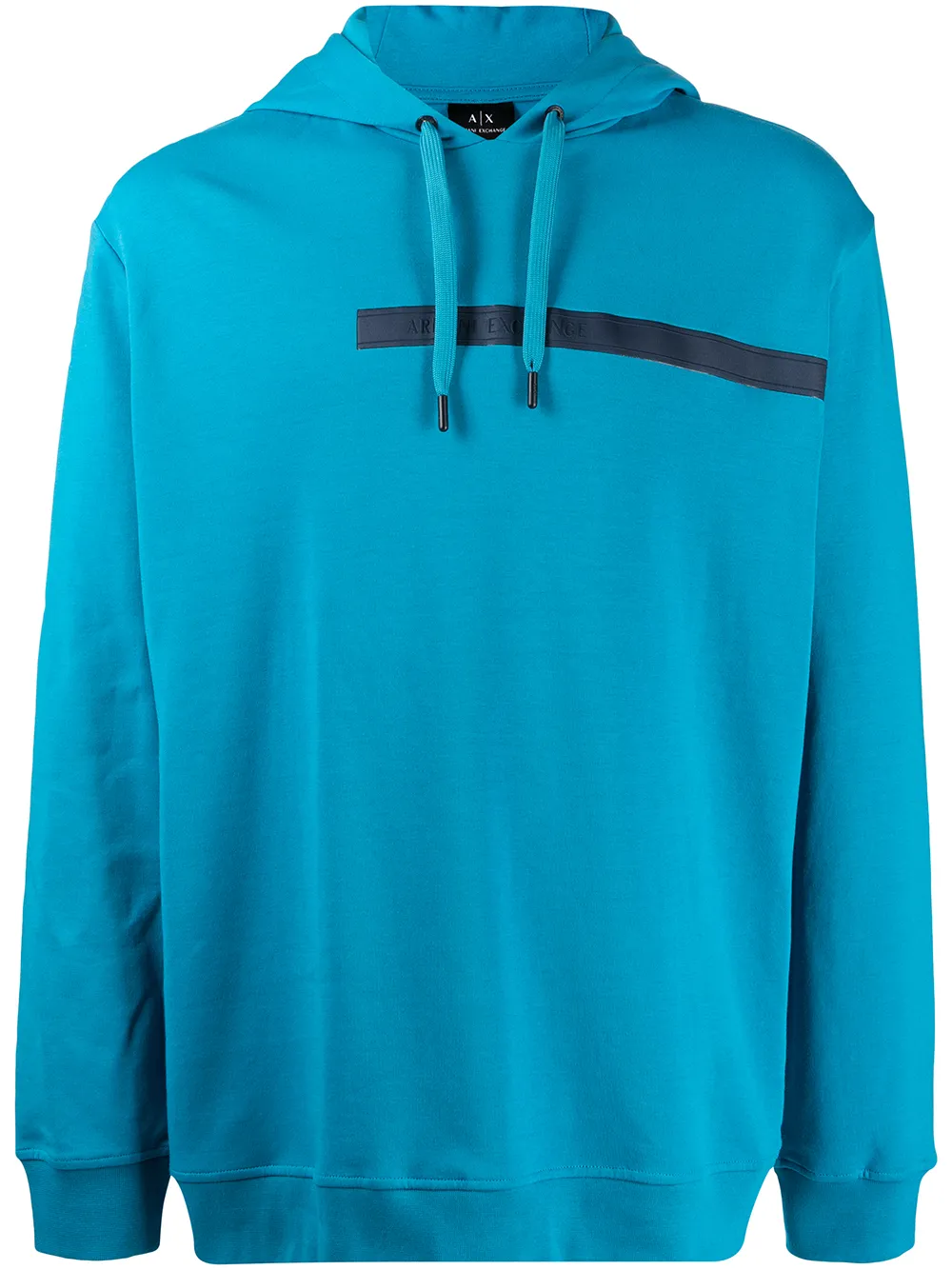 

Armani Exchange logo-stripe cotton-blend hoodie - Blue