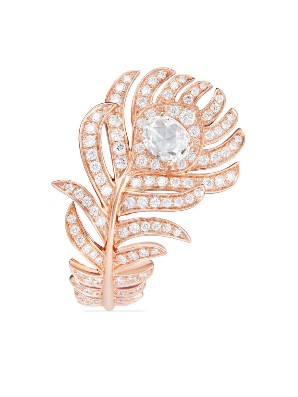 Shop Boucheron 18kt Rose Gold Plume De Paon Diamond Ring