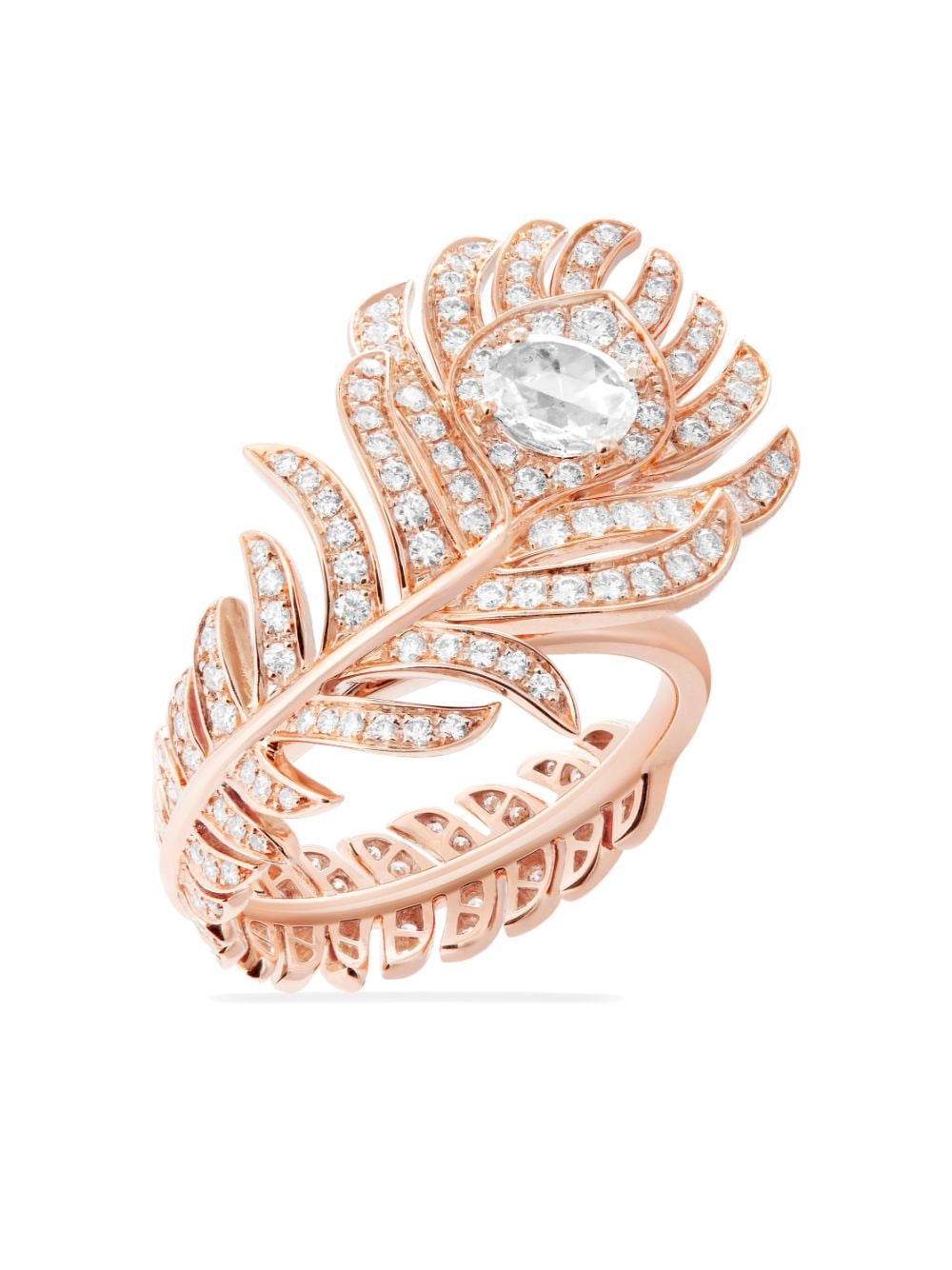 Shop Boucheron 18kt Rose Gold Plume De Paon Diamond Ring