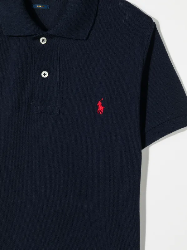 POLO RALPH LAUREN KIDS logo embroidered short sleeve Polo Shirt Blue FARFETCH AO