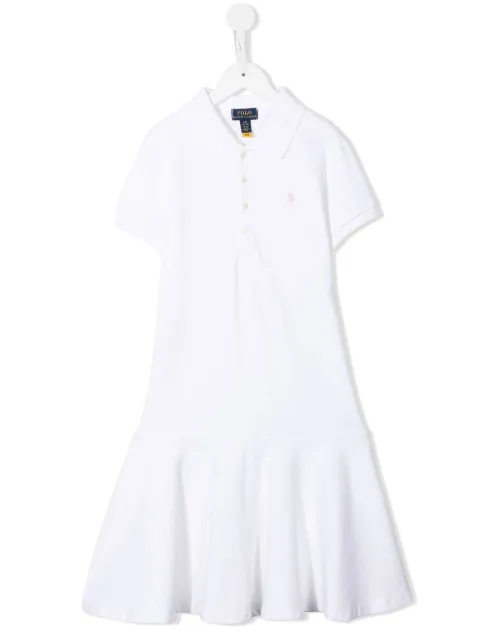 POLO RALPH LAUREN KIDS Pony embroidered pleated dress