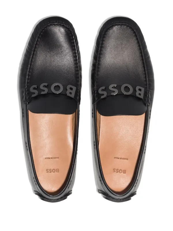 BOSS logo-plaque Leather Boat Shoes 