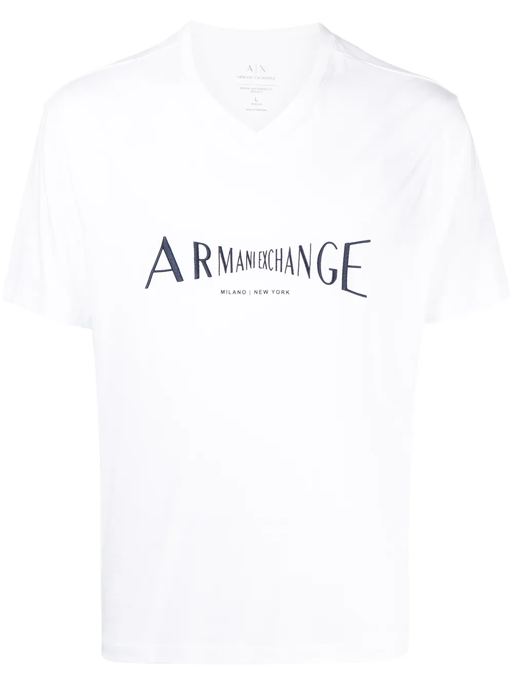 

Armani Exchange playera con logo y cuello en V - Blanco