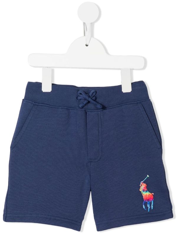 blue polo shorts with white horses