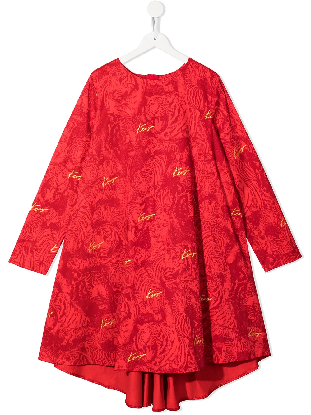 Shop Kenzo Teen Tiger-print Logo Dress In Red