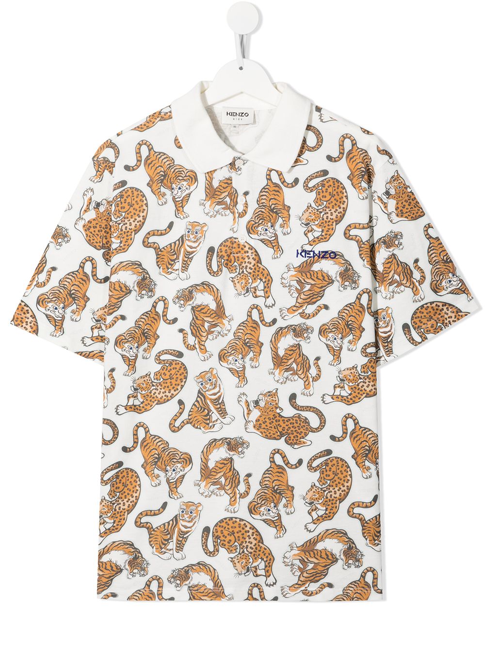 

Kenzo Kids playera tipo polo con logo Tiger bordado - Blanco