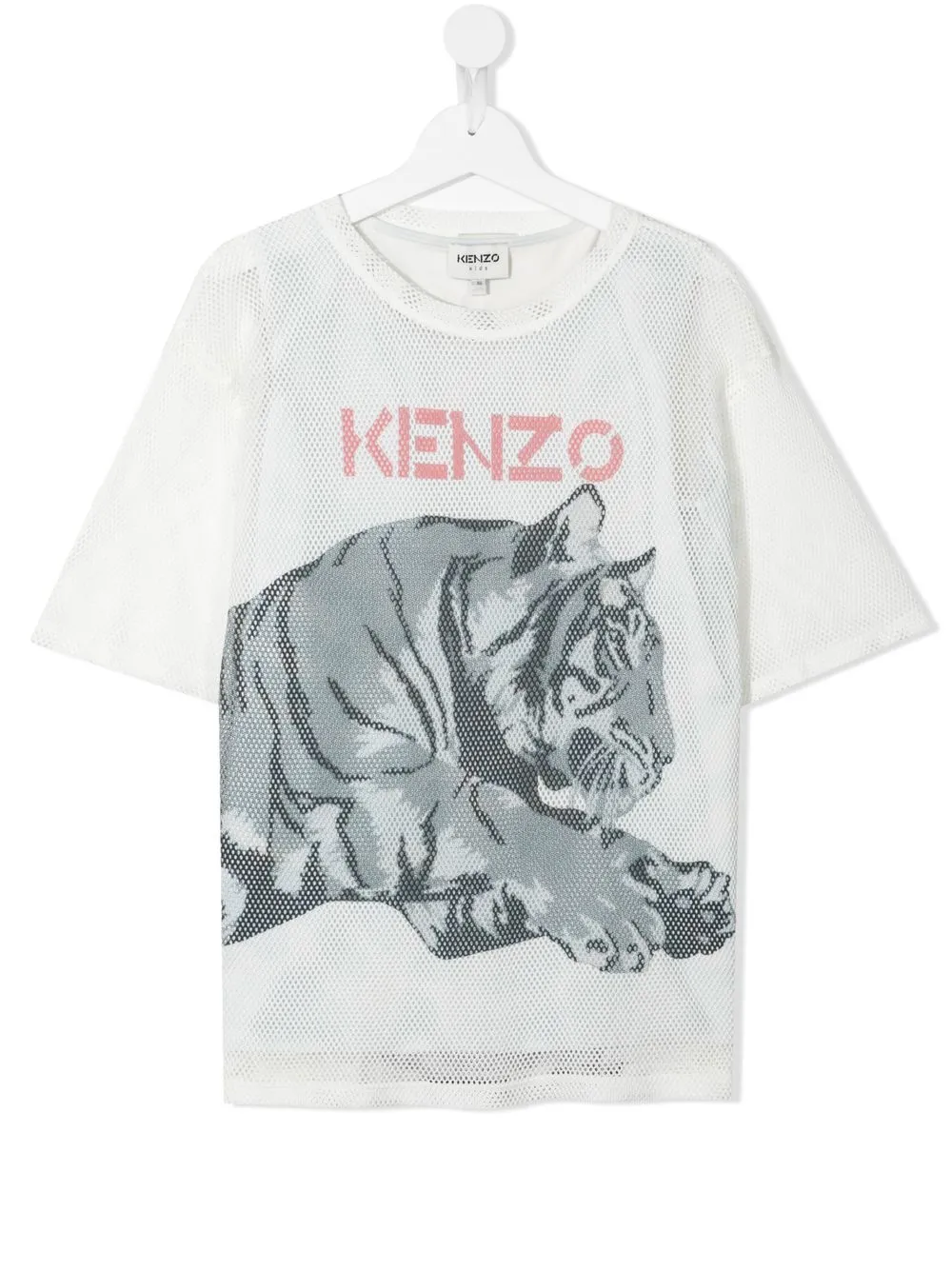 

Kenzo Kids playera con tigre estampado y con perforación - Blanco