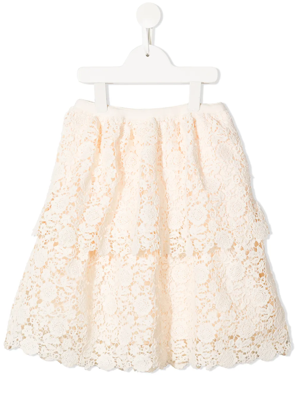 

Self-Portrait Kids falda midi de encaje floral - Blanco