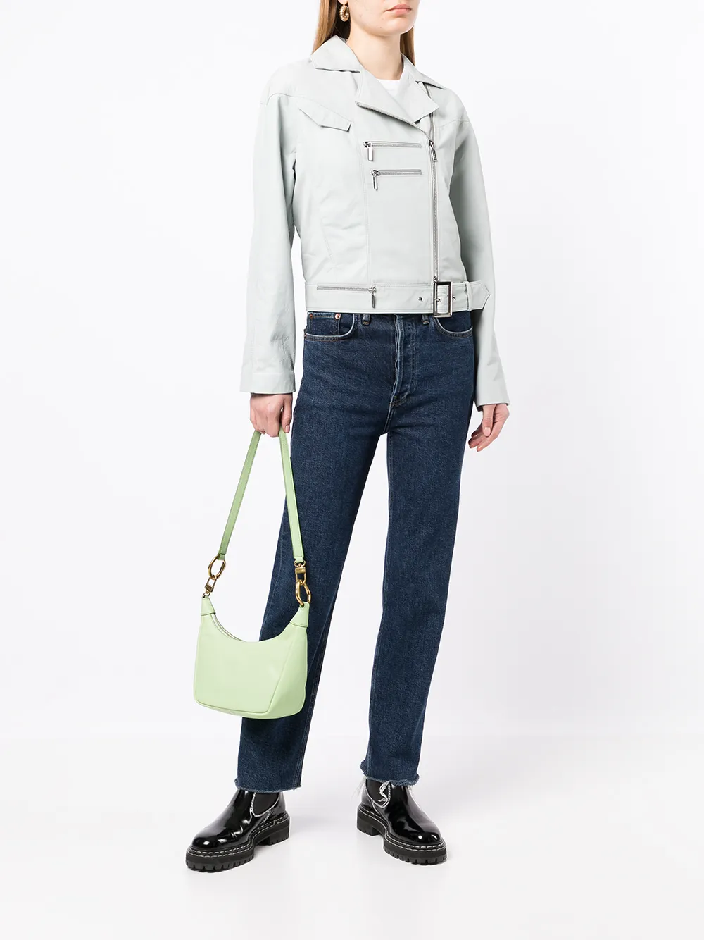 Armani Exchange Leren bikerjack - Blauw