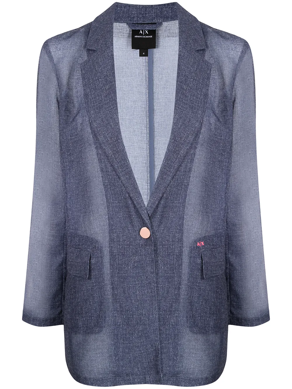 Armani Exchange blazer semitranslúcido con botones - Azul