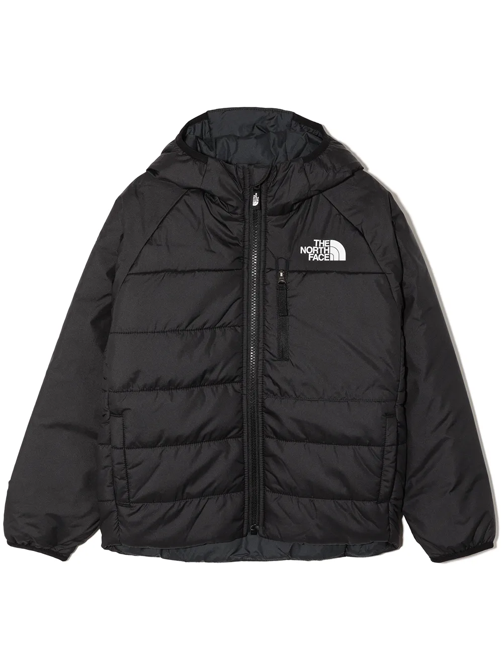 The North Face Kids' Logo-print Padded Hooded Jacket In Black