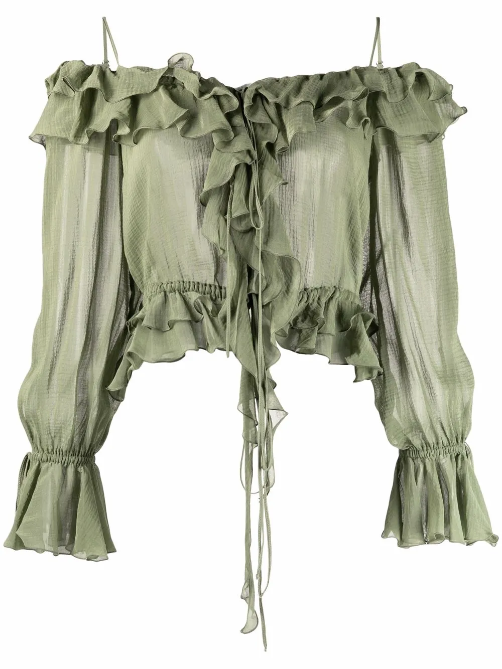 

Blumarine blusa con ribete de volantes - Verde