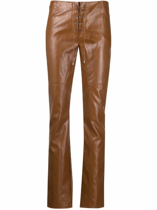 Blumarine lace-up faux-leather trousers 