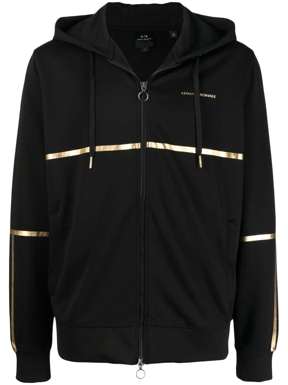 

Armani Exchange hoodie con rayas metalizadas - Negro