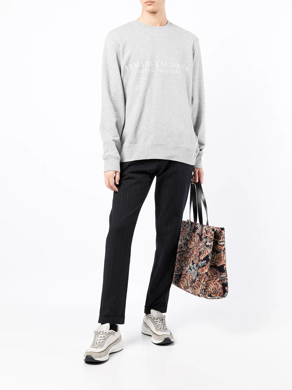 armaniexchange Armani Exchange Sweater met logoprint - Grijs