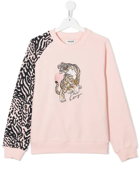 Kenzo Kids سويت شيرت برقبة مستديرة وطبعة نمر