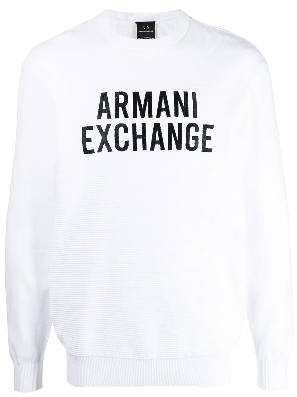 

Armani Exchange suéter tejido de canalé con logo bordado - Blanco