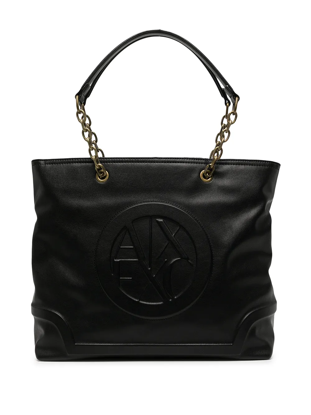 

Armani Exchange logo-embossed leather shopping bag - Black