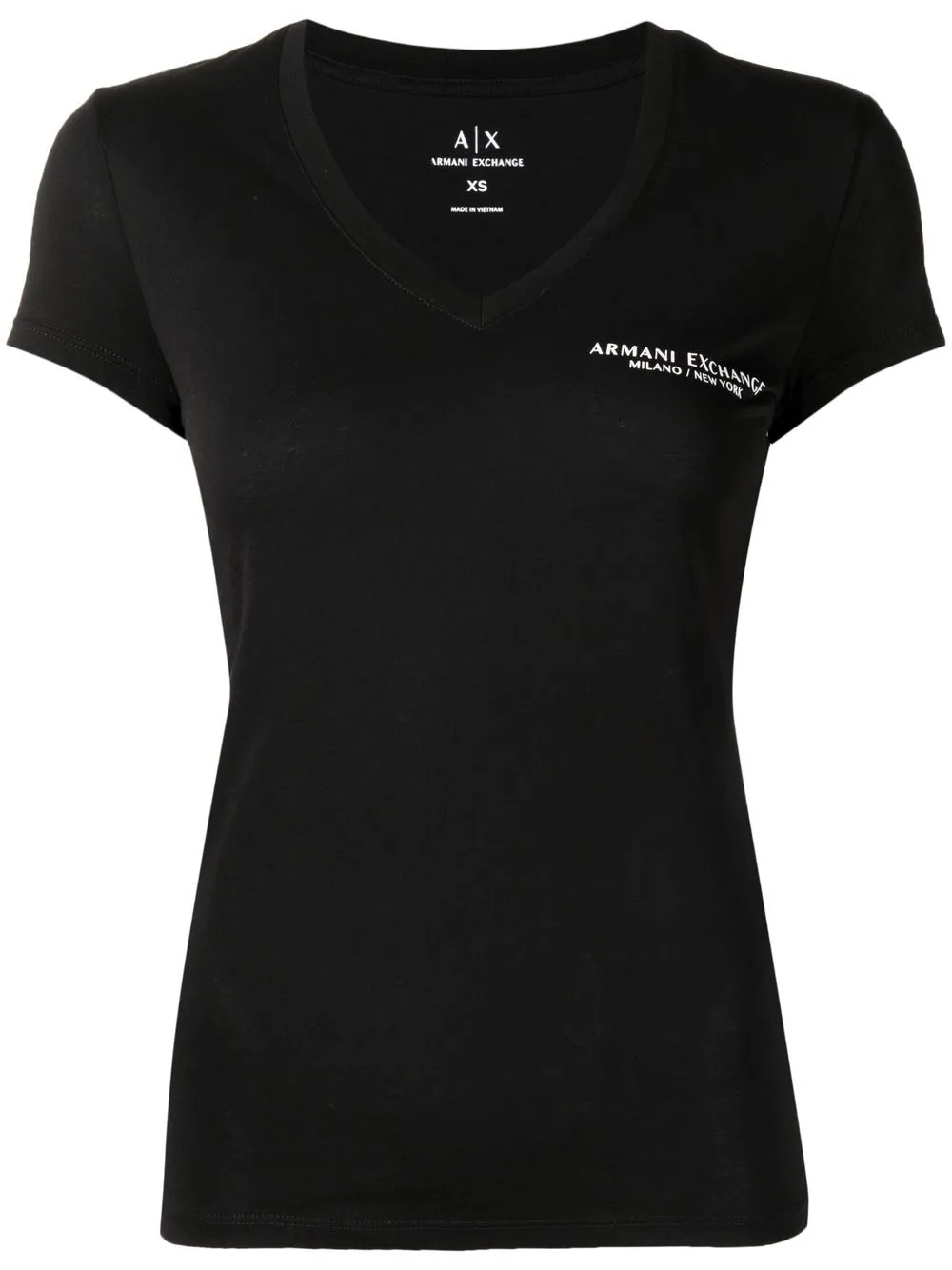 

Armani Exchange playera con logo estampado y cuello V - Negro