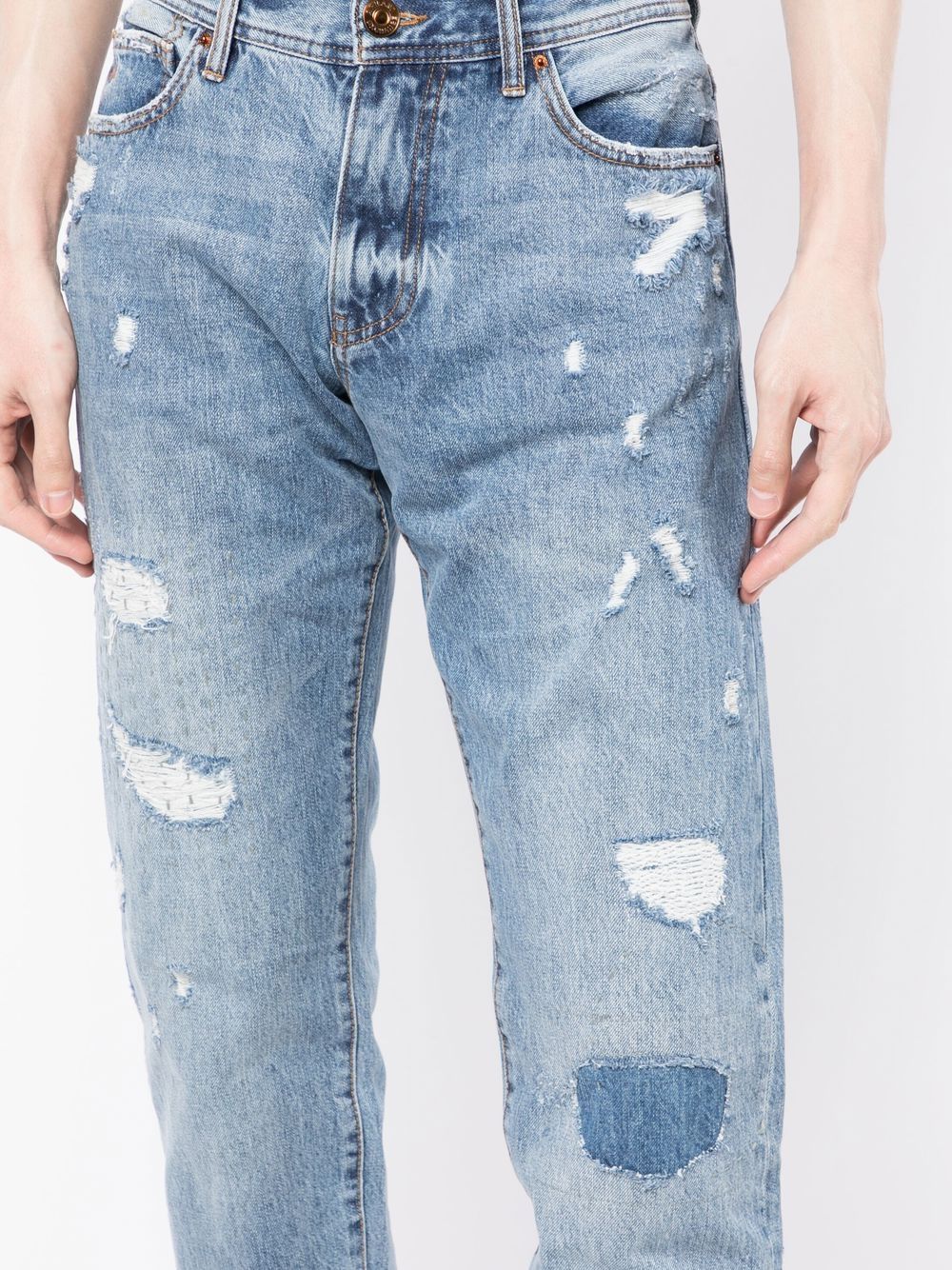 Armani Exchange Distressed high-rise Straight Leg Jeans - Farfetch