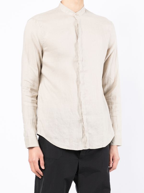 Armani Exchange band-collar Linen Shirt - Farfetch