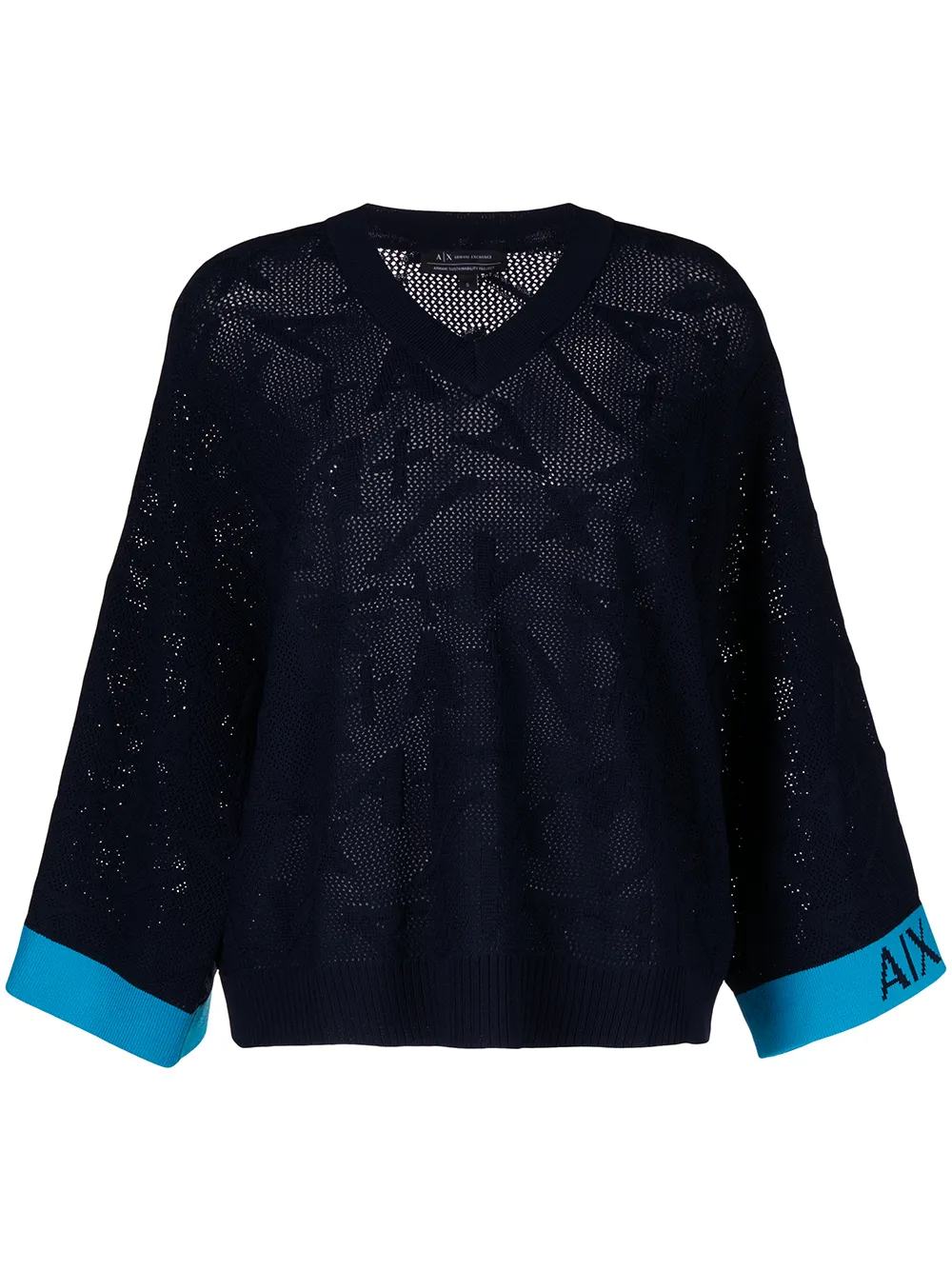 

Armani Exchange top con ribete del logo - Azul