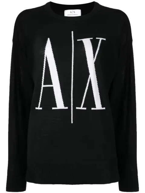 Armani Exchange logo intarsia-knit jumper Women