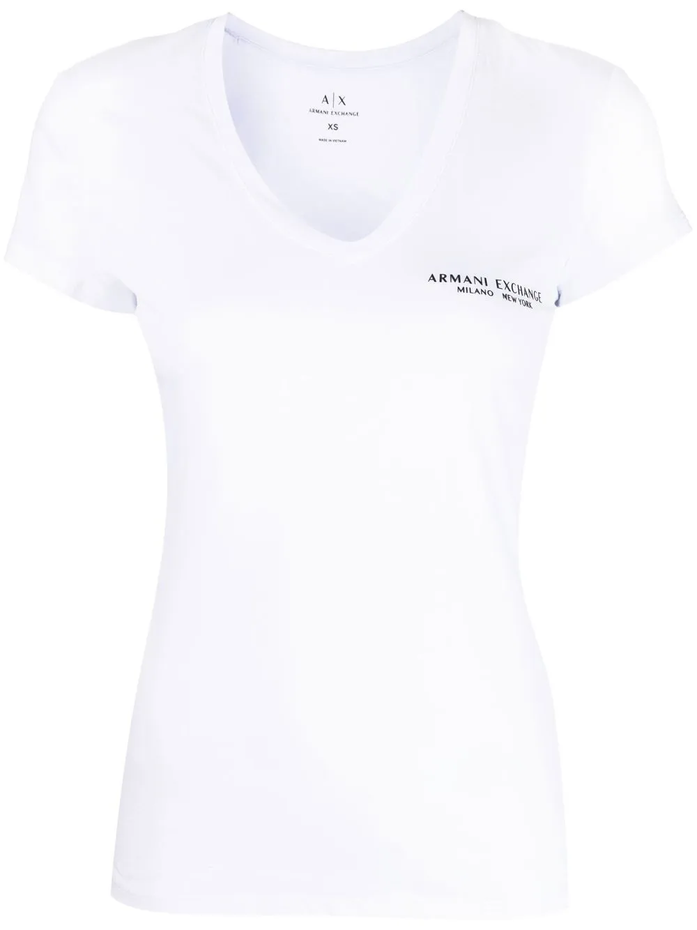 

Armani Exchange playera con logo estampado y cuello V - Blanco