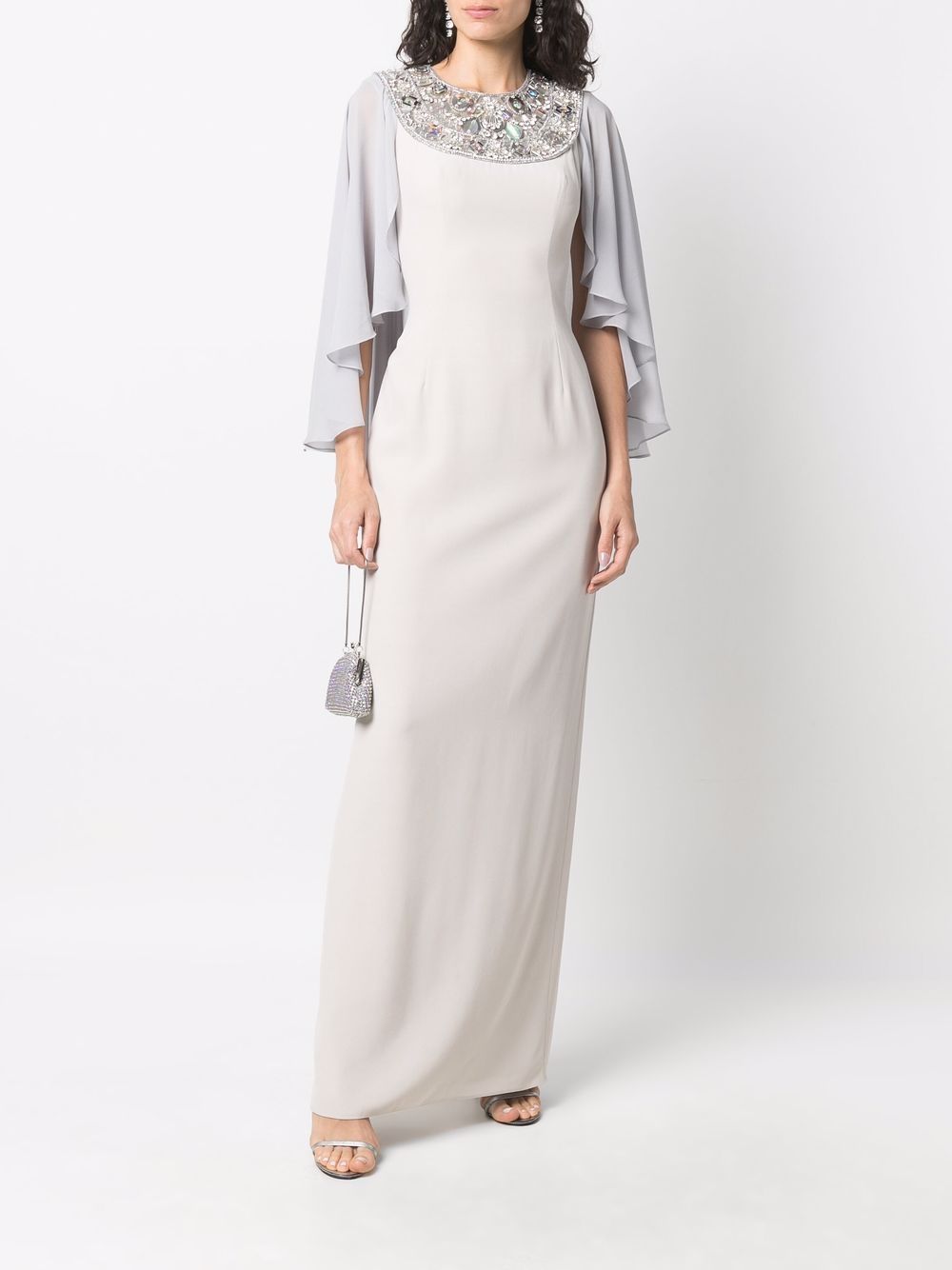 фото Jenny packham embellished cape-sleeve gown