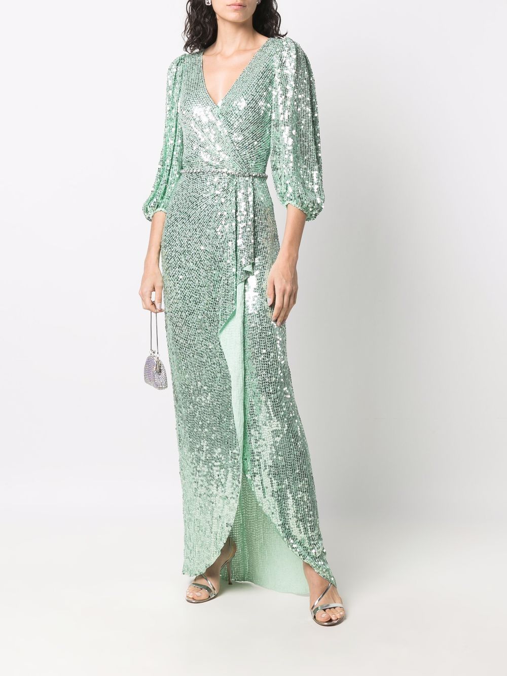 фото Jenny packham sequin-embellished wrap dress