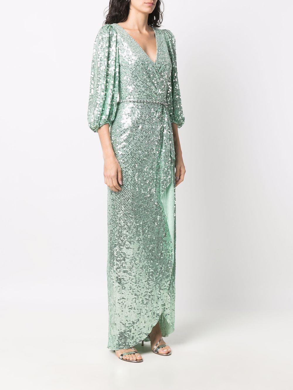 фото Jenny packham sequin-embellished wrap dress