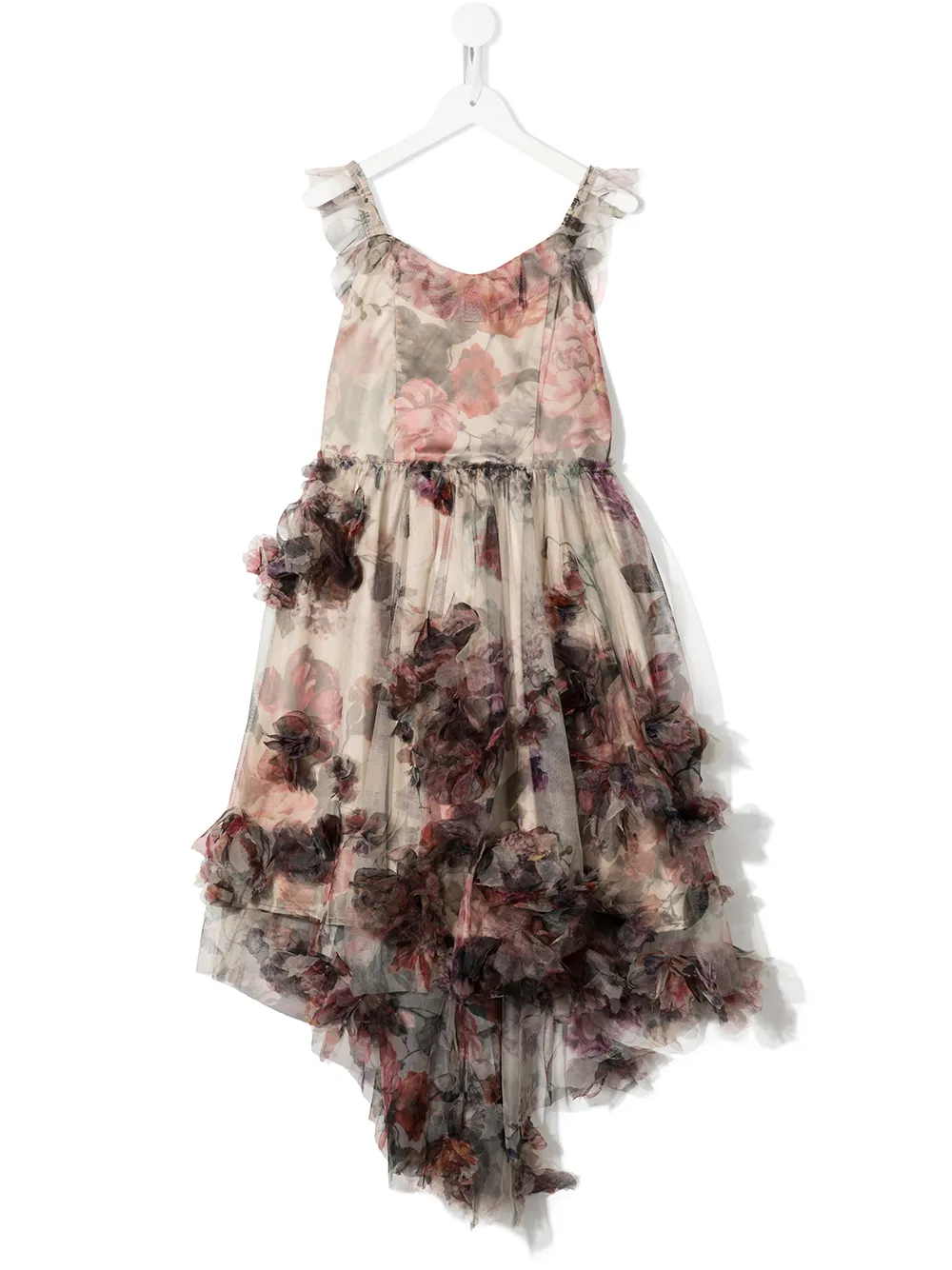 

MARCHESA NOTTE MINI Helena floral-applique midi dress - Brown