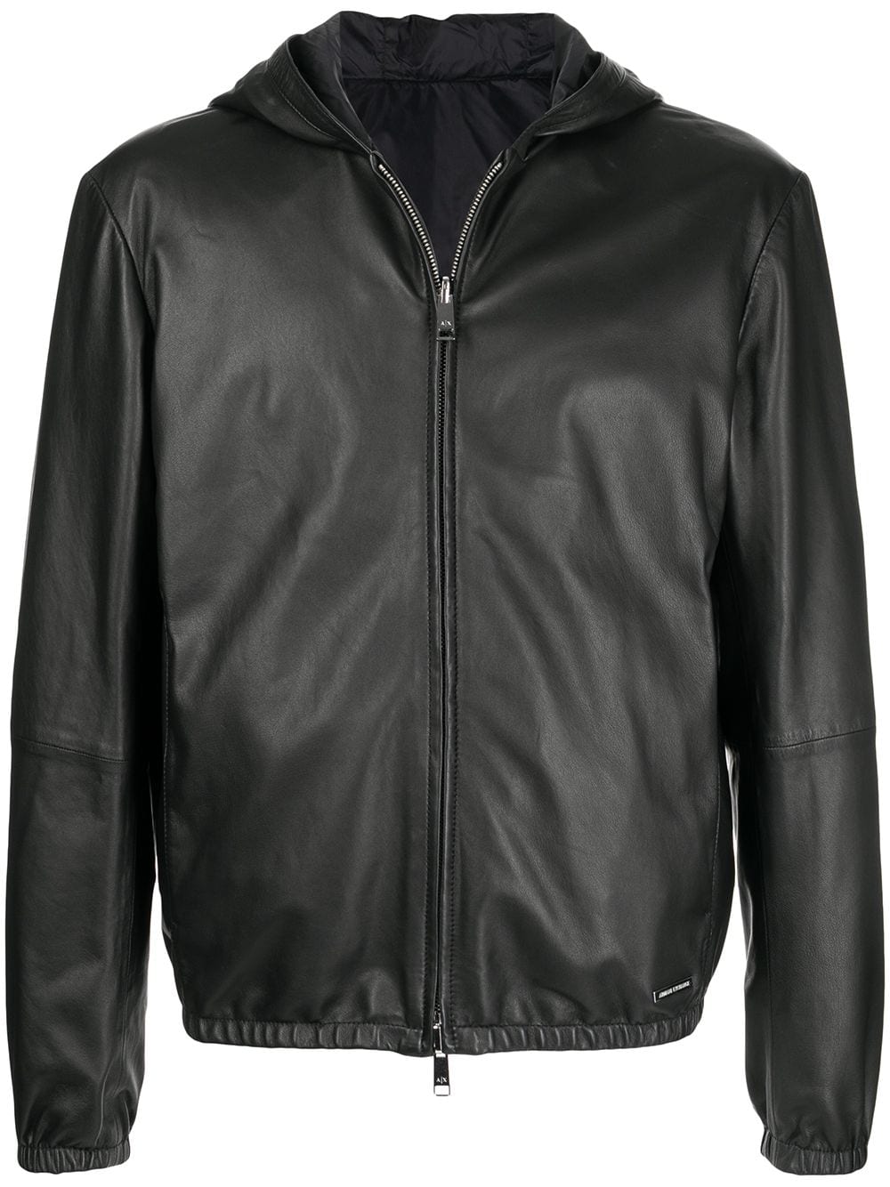 Armani Exchange Hooded Leather Blouson Jacket In Black | ModeSens