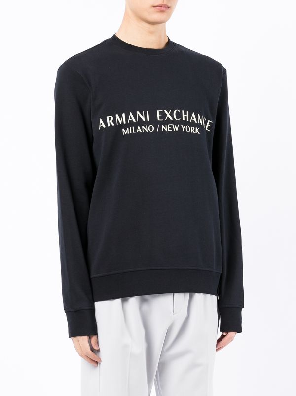 Armani Exchange logo print Cotton Sweatshirt Farfetch