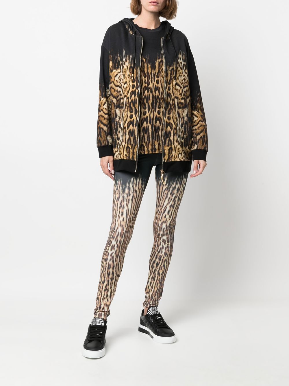 Roberto Cavalli T-shirt met luipaardprint - Zwart