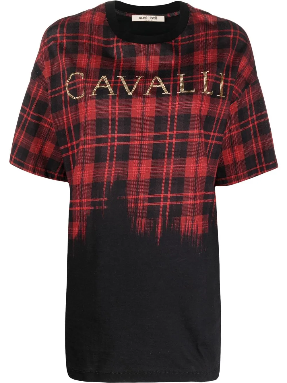 

Roberto Cavalli playera con motivo de cuadros tartán - Negro