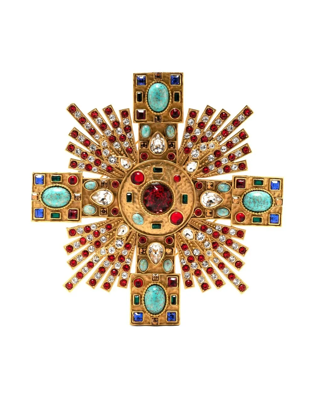 

Roberto Cavalli crystal-embellished cross brooch - Gold