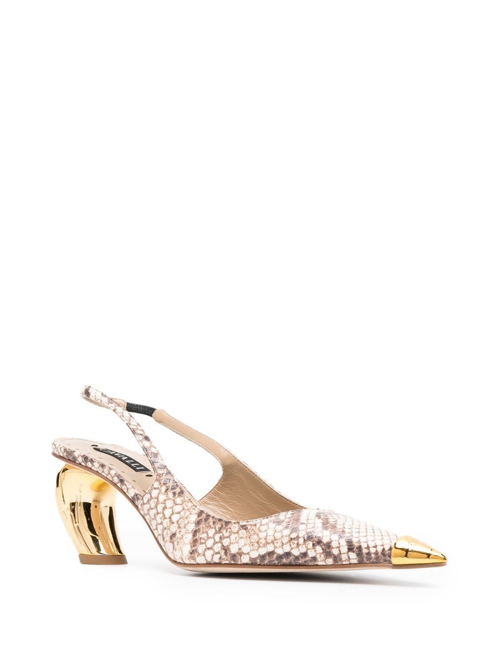 Roberto Cavalli Slingback pumps met slangenprint - Beige