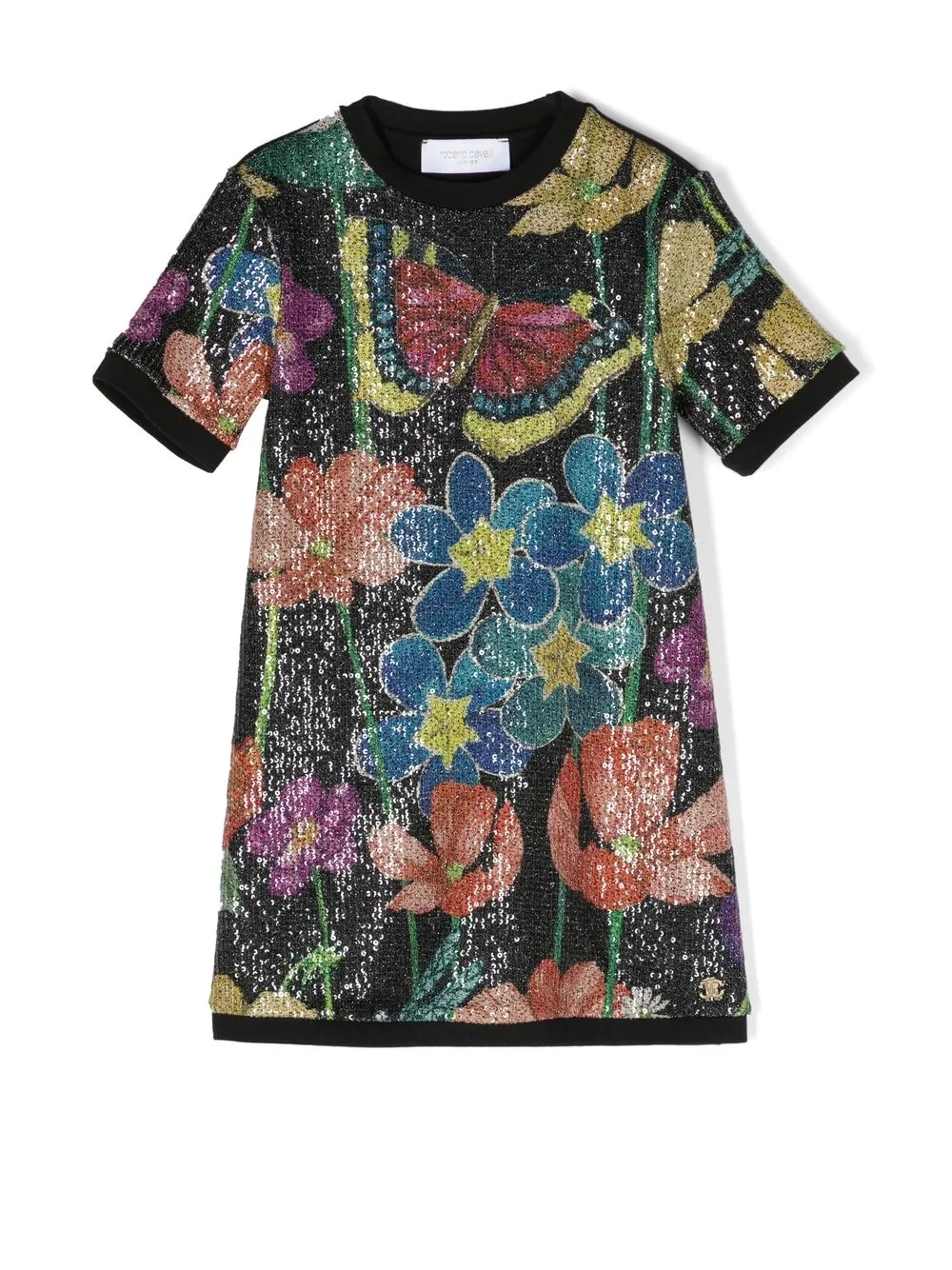 

Roberto Cavalli Junior sequin floral-print dress - Black