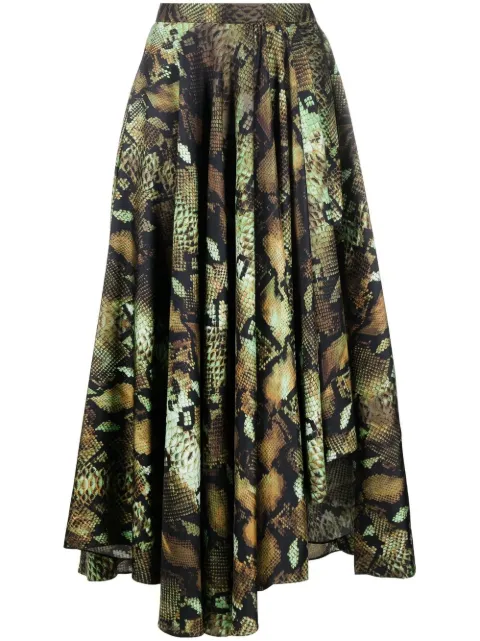 Roberto Cavalli falda plisada con estampado de serpiente