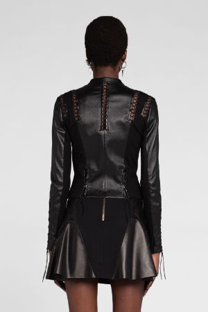 Lace-Up Leather Jacket