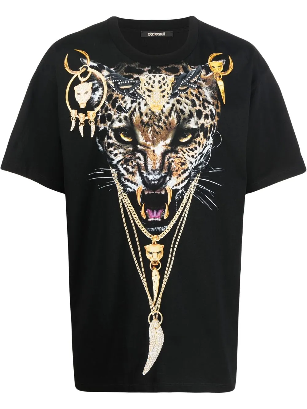 

Roberto Cavalli playera con estampado de tigre y joyas - Negro