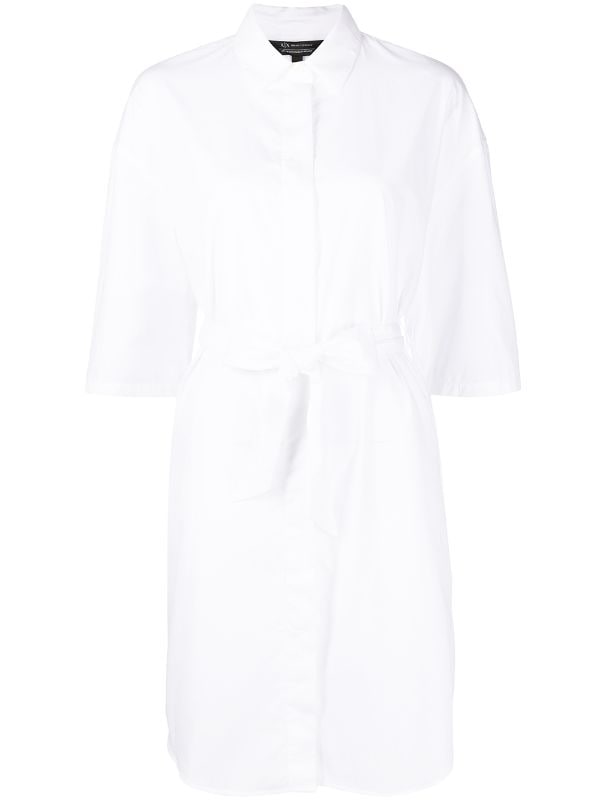 Shop Armani Exchange shortsleeved belted shirt dress with Express Delivery  - FARFETCH