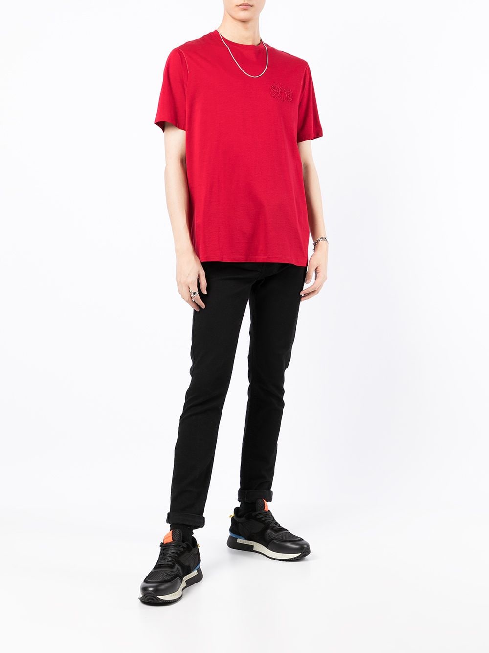 Armani Exchange T-shirt met geborduurd logo - Rood