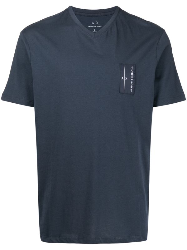 Armani Exchange logo-patch V-neck T-shirt - Farfetch