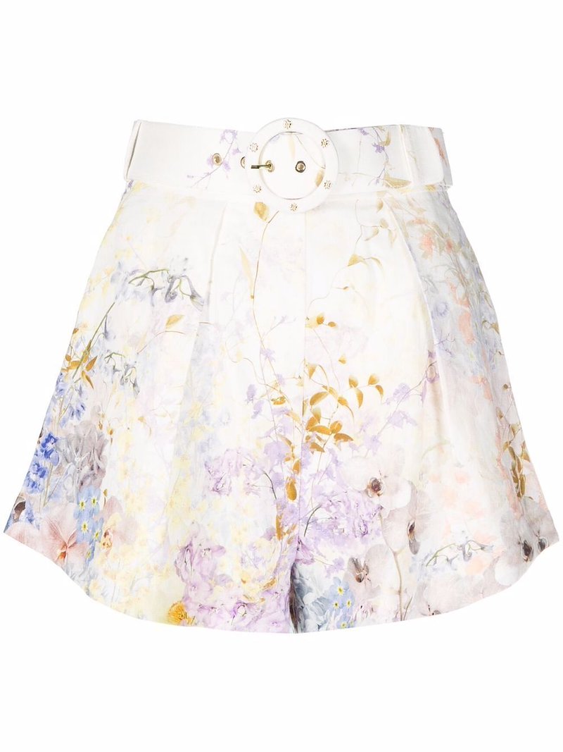 ZIMMERMANN floral-print belted shorts white | MODES