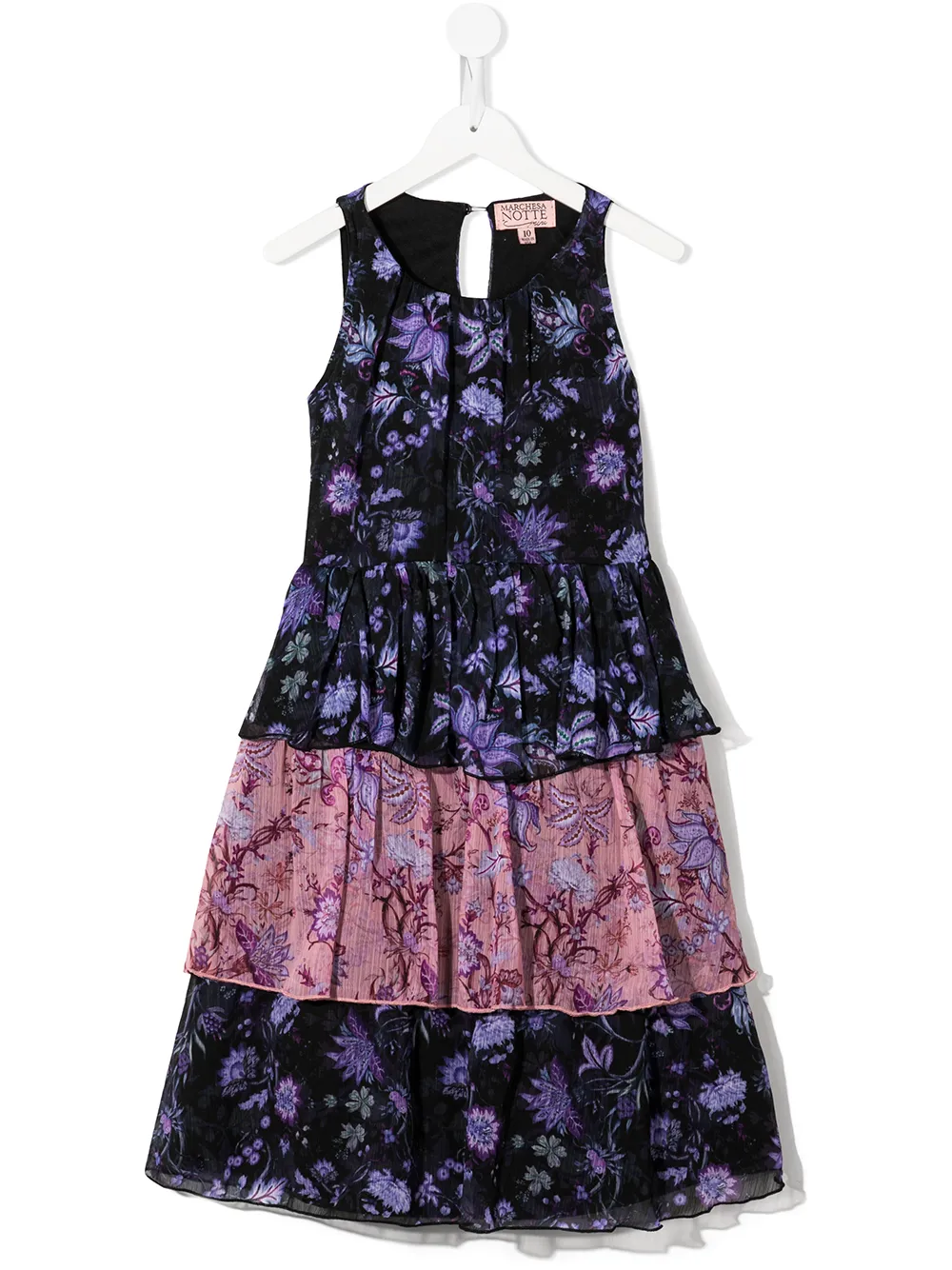 

MARCHESA NOTTE MINI vestido midi a capas con estampado floral - Morado